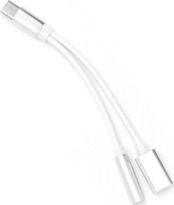 Adapter USB USB-C - Jack 3.5mm + USB-C Biały  (3923) 1