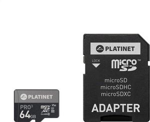 Karta Platinet Pro MicroSDXC 64 GB Class 10 U3 A1 V30 (PMMSDX64UIII) 1