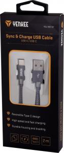 Kabel USB Yenkee USB-A - USB-C 2 m Szary (45013684) 3