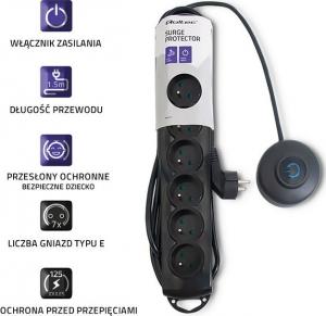 Listwa zasilająca Qoltec przeciwprzepięciowa 7 gniazd 1.5 m czarna (50171) 4