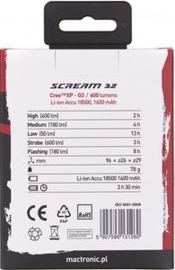 MacTronic Lampa rowerowa przednia, SCREAM 3.2, 600 lm (ABF0065) 7