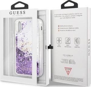 Guess Guess GUHCPXGLUQPU iPhone X/Xs fioletowy/purple hard case Liquid Glitter Party 4