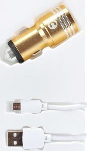 Ładowarka Mocolo (4521) ŁADOWARKA SAMOCHODOWA MOCOLO 2xUSB FAST CHARGER ZŁOTA + KABEL MICRO USB 1M BIAŁY 4