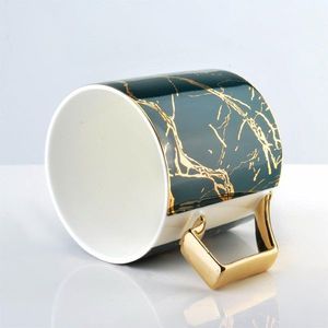 Affek Design Kubek Porcelanowy do Kawy Herbaty Zielono-Złoty Marmur CRISTIE 330ml uniwersalny 2