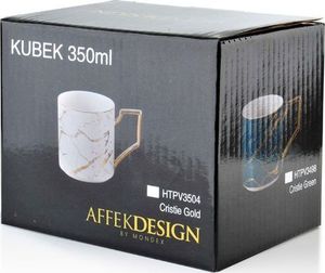 Affek Design Kubek Porcelanowy do Kawy Herbaty Zielono-Złoty Marmur CRISTIE 330ml uniwersalny 3