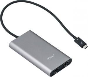 Stacja/replikator I-TEC USB-C - HDMI x2 Srebrny  (TB3DUAL4KHDMI) 1