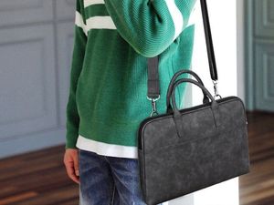 Torba J.QMEI Etui J.QMEI torba do laptopa 13" do macbook skórzana Ciemno Szara uniwersalny 3