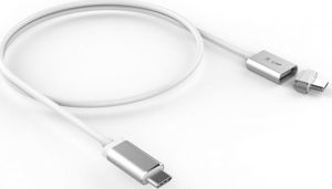 Kabel USB LMP USB-C - USB-C 3 m Srebrny (Magnetic Safety cable 3 m Silver) 1