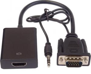 Adapter AV PremiumCord HDMI - D-Sub (VGA) + Jack 3.5mm czarny 1