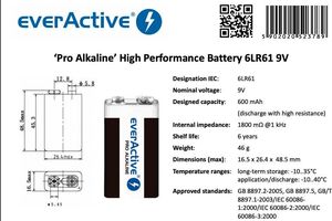 EverActive Bateria 9V Block 650mAh 10 szt. 2