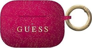 Guess Etui ochronne GUACCSILGLFU Silicone Glitter do AirPods Pro bordowe 1