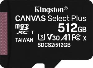 Karta Kingston Canvas Select Plus MicroSD 512 GB Class 10 UHS-I/U3 A1 V30 (SDCS2/512GBSP) 1