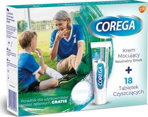 Corega  Krem mocujący Neutralny Smak 40g + tabletki do czyszczenia protez zębowych 18szt. 1