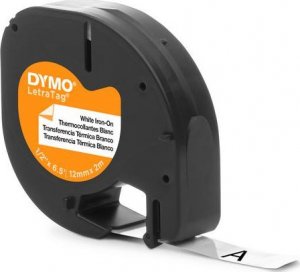 Dymo Dymo oryginalny taśma do drukarek etykiet, Dymo, S0718850, czarny druk/biały podkład, 2m, 12mm, LetraTag taśma metalizowana 3