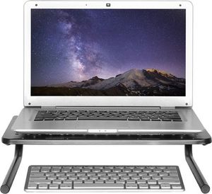 Podstawa pod monitor, miejsce na klawiaturę, czarny, stal, 20 kg nośność 2