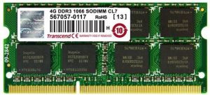 Pamięć do laptopa Transcend SODIMM, DDR3, 4 GB, 1066 MHz, CL7 (TS512MSK64VIN) 1