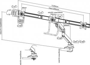 Neomounts Uchwyt biurkowy na 3 monitory 17" - 24" (NM-D775DX3BLACK) 9