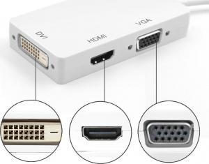 Adapter AV Techly DisplayPort - HDMI - D-Sub (VGA) biały (IADAP-DP-COMBOF2) 3
