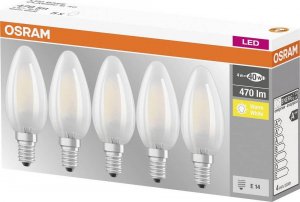 Ledvance OSRAM LED BASE CL B GL Fros. 4W 827 E14 470lm 2700K (CRI 80) 10000h A++ (Krabička 5ks) 2