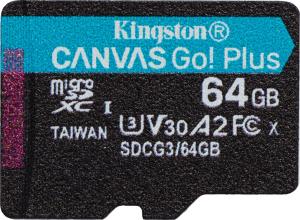 Karta Kingston Canvas Go! Plus MicroSDXC 64 GB Class 10 UHS-I/U3 A2 V30 (SDCG3/64GBSP) 1