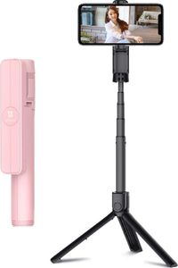 Selfie stick Remax Remax selfie stick teleskopowy rozsuwany kijek do selfie statyw z pilotem Bluetooth różowy (XT-P018 pink) uniwersalny 1