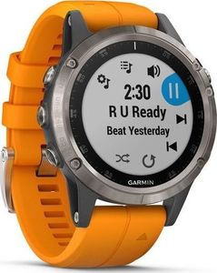 Zegarek sportowy Garmin Zegarek fenix 5 Plus Sapphire Titanium / Solar Flare Orange Band (010-01988-05) 2