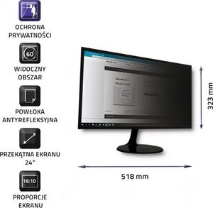 Filtr Qoltec Filtr prywatyzujacy Rodo | 24 cale | 16:10 | Czarny -51061 3