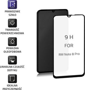 Qoltec Szkło ochronne hartowane PREMIUM Qoltec do Xiaomi Redmi Note 8 Pro | Czarne 2