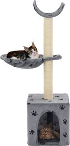vidaXL Drapak dla kota z sizalowymi słupkami, 105 cm, szary w łapki (170624) - 170624 1