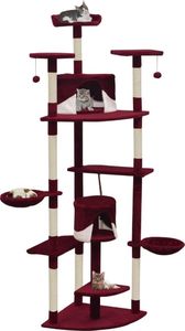 vidaXL Drapak dla kota z sizalowymi słupkami, 203 cm, czerwono-biały 1