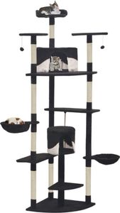 vidaXL Drapak dla kota z sizalowymi słupkami, 203 cm, czarno-biały 1