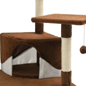 vidaXL Drapak dla kota z sizalowymi słupkami, 203 cm, brązowo-biały 6