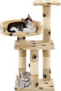 vidaXL Drapak dla kota ze słupkami sizalowymi, 65 cm, beżowy w łapki (170610) - 170610 2