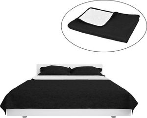 vidaXL Dwustronna, pikowana narzuta na łóżko, 170x210 cm, czarno-biała 1
