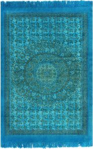 vidaXL Dywan typu kilim, bawełna, 120 x 180 cm, turkusowy ze wzorem 1