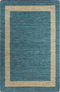 vidaXL Ręcznie wykonany dywan, juta, niebieski, 80x160 cm 1