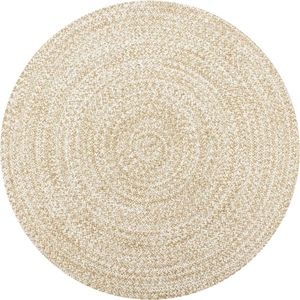 vidaXL Ręcznie wykonany dywan, juta, biały i naturalny, 150 cm 1