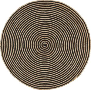 vidaXL Dywanik ręcznie wykonany z juty, spiralny wzór, czarny, 90 cm 1
