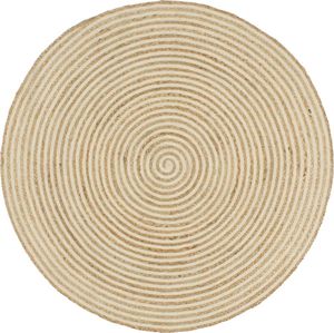 vidaXL Dywanik ręcznie wykonany z juty, spiralny wzór, biały, 150 cm 1