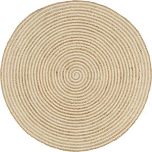 vidaXL Dywanik ręcznie wykonany z juty, spiralny wzór, biały, 120 cm 1