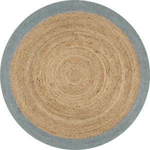 vidaXL Ręcznie wykonany dywanik, juta, oliwkowozielona krawędź, 150 cm 1