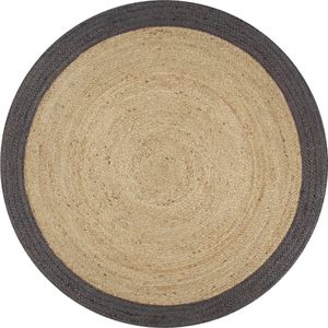 vidaXL Ręcznie wykonany dywanik, juta, ciemnoszara krawędź, 150 cm 1