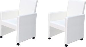 vidaXL Krzesła stołowe, 2 szt., białe, sztuczna skóra 1