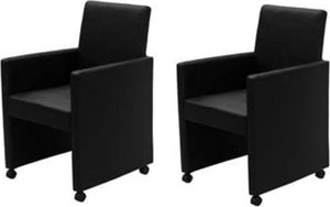 vidaXL Krzesła stołowe, 2 szt., czarne, sztuczna skóra 2