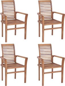 vidaXL Sztaplowane krzesła do jadalni, 4 szt., lite drewno tekowe 1