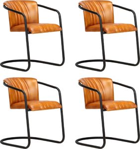 vidaXL Krzesła stołowe, 4 szt., kolor tan, naturalna skóra 1
