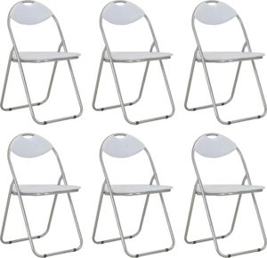 vidaXL Składane krzesła jadalniane, 6 szt., białe, sztuczna skóra 1