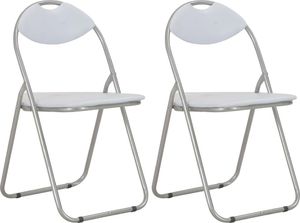 vidaXL Składane krzesła jadalniane, 2 szt., białe, sztuczna skóra 1