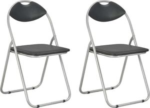 vidaXL Składane krzesła jadalniane, 2 szt., czarne, sztuczna skóra 1