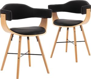 vidaXL Krzesła jadalniane, 2 szt., czarne, ekoskóra i gięte drewno 1